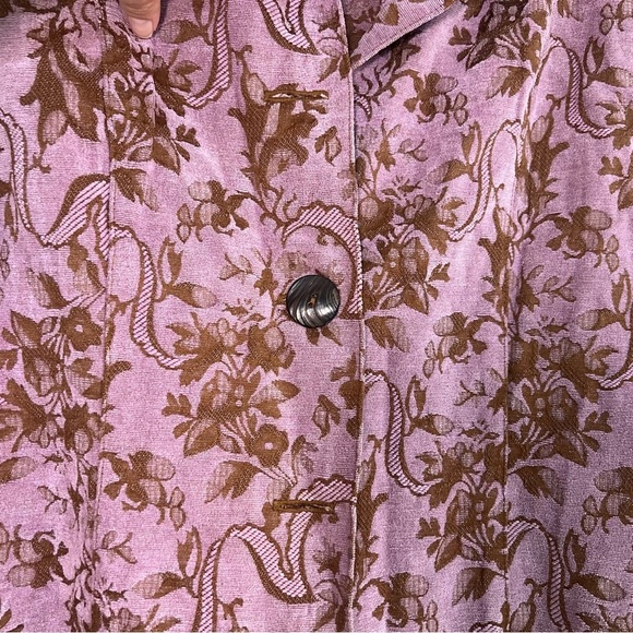 CMC Color Me Cotton Pink Brown Floral Jacquard Short Blazer Jacket Size XL Flaw - Picture 5 of 9
